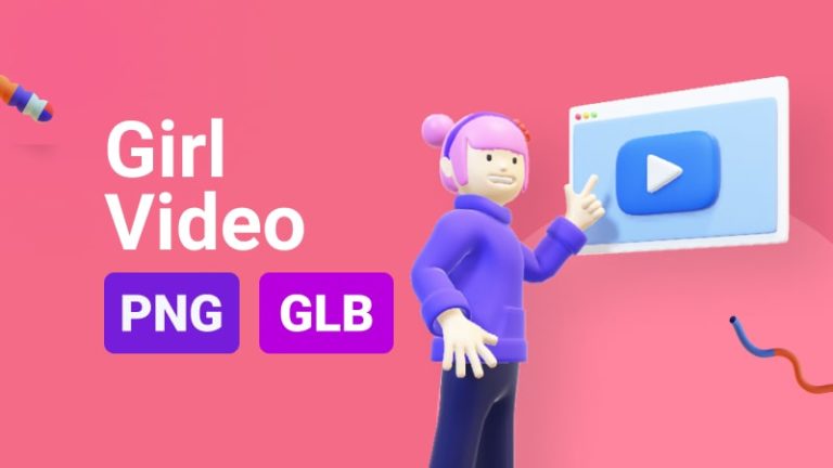 Girl Video 3D Assets - Thumbnail
