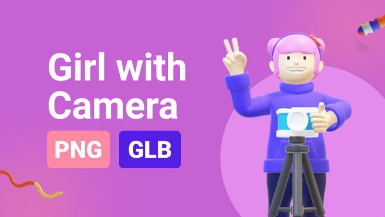 Girl With Camera 3D Assets - Thumbnail