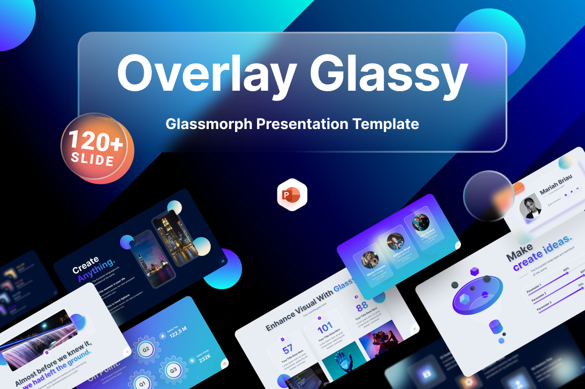 Overlay Glassy Glassmorph PowerPoint Templates