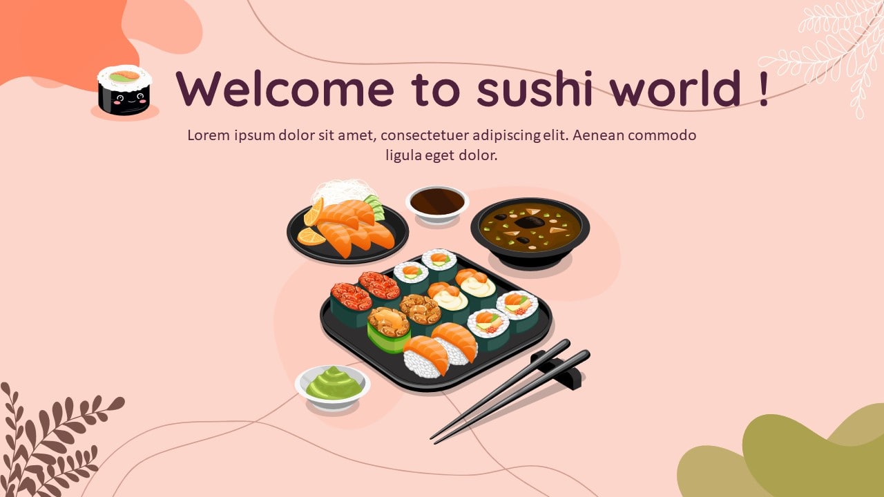 Kawai Sushi Food PowerPoint Templates