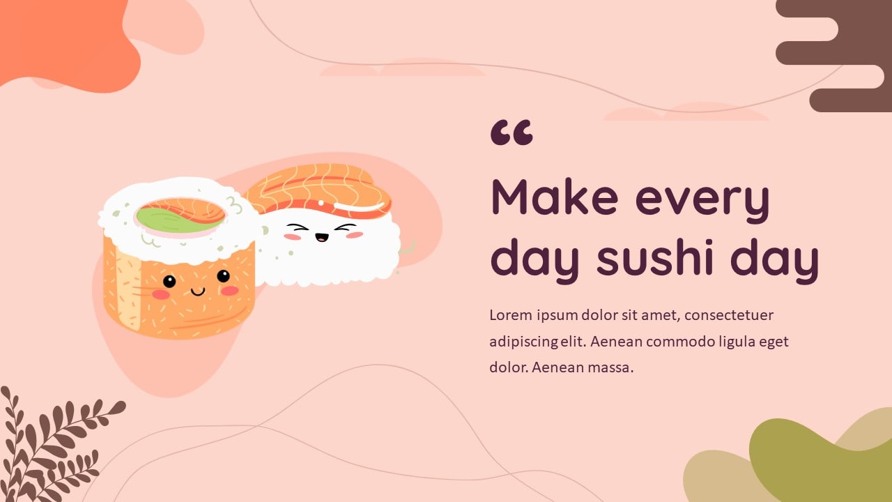 Kawai Sushi Food PowerPoint Templates