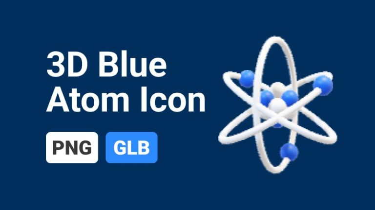 3D Blue Atom Icon-min