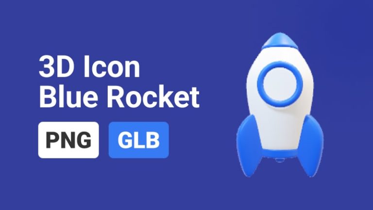 3D Icon Blue Rocket-min