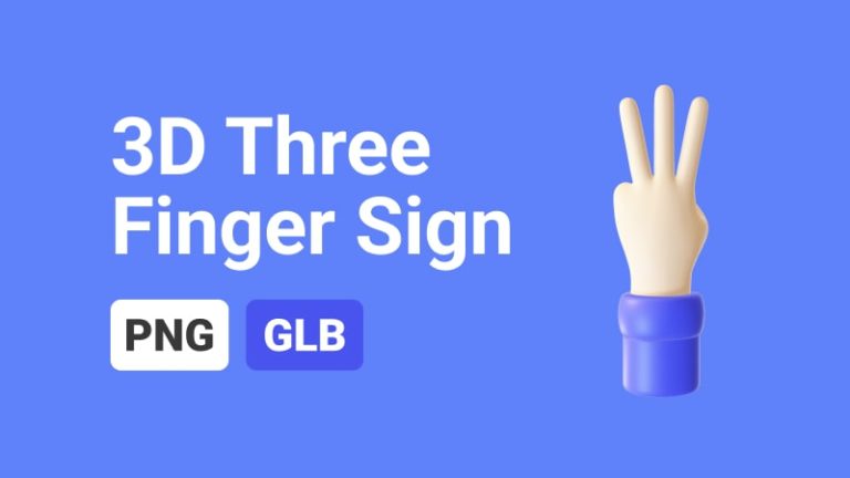 Hand Three Finger Sign 3D Assets-min