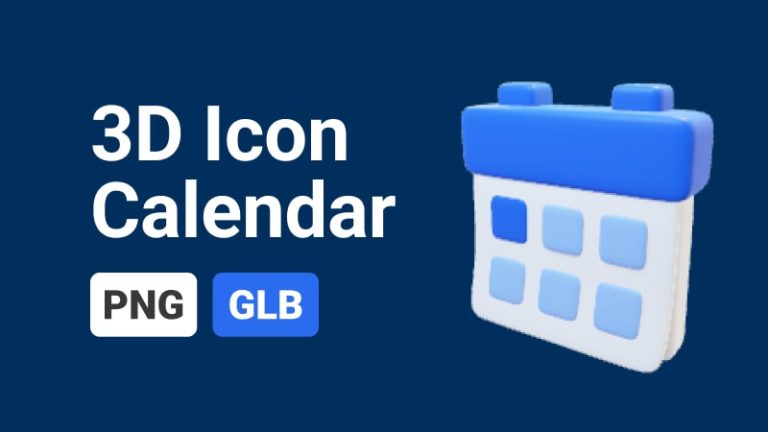 Icon Blue Calendar 3D Assets-min