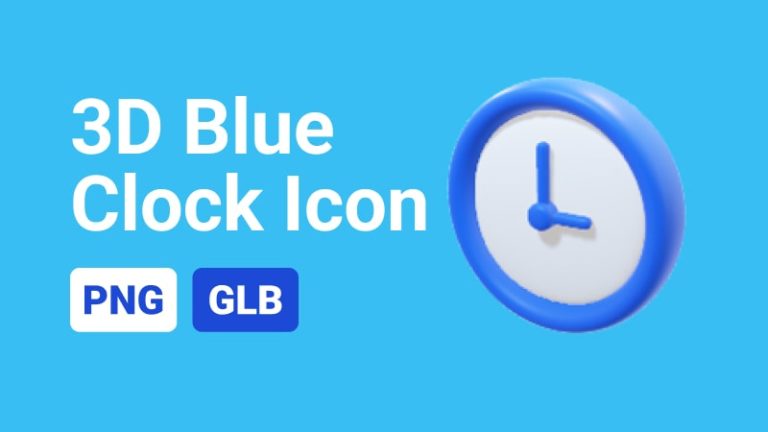Icon Blue Clock 3D Assets-min