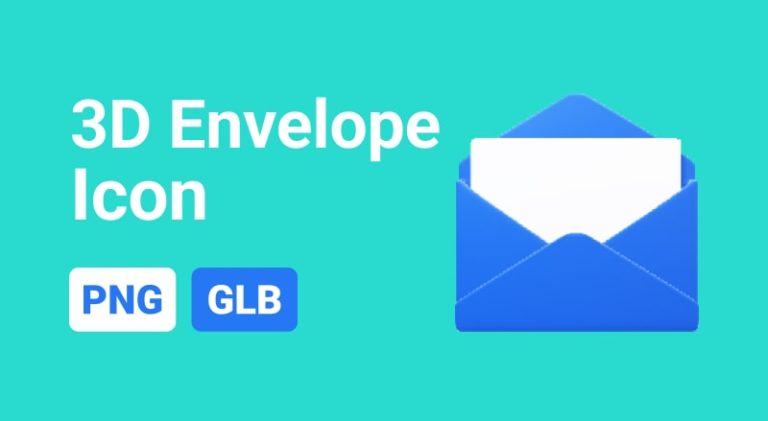 Icon Blue Envelope 3D Assets-min
