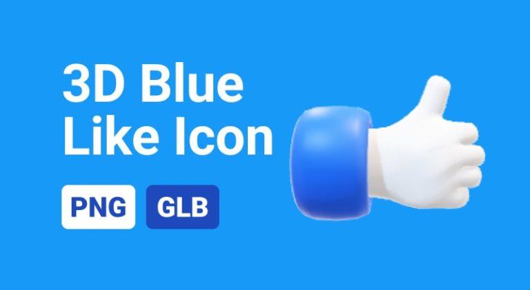 Icon Blue Like 3D Assets-min
