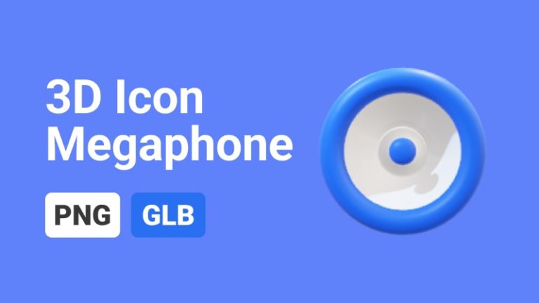 Icon Blue Megaphone 3D Assets-min