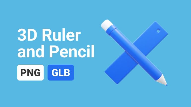 Ruler And Pencil Icon 3D Assets
